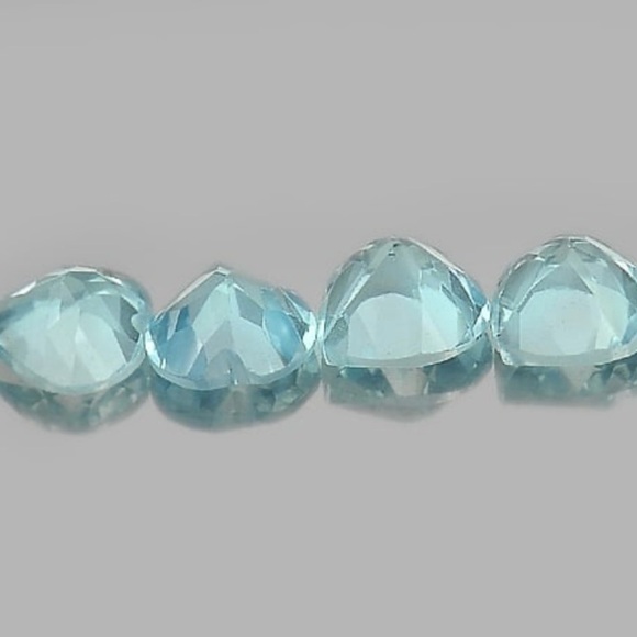 Natural Blue Topaz 3.45 Ct 4 Pcs Heart Shape 6 x 6 x 4.2 Mm Gemstone From Brazil - Picture 3 of 3
